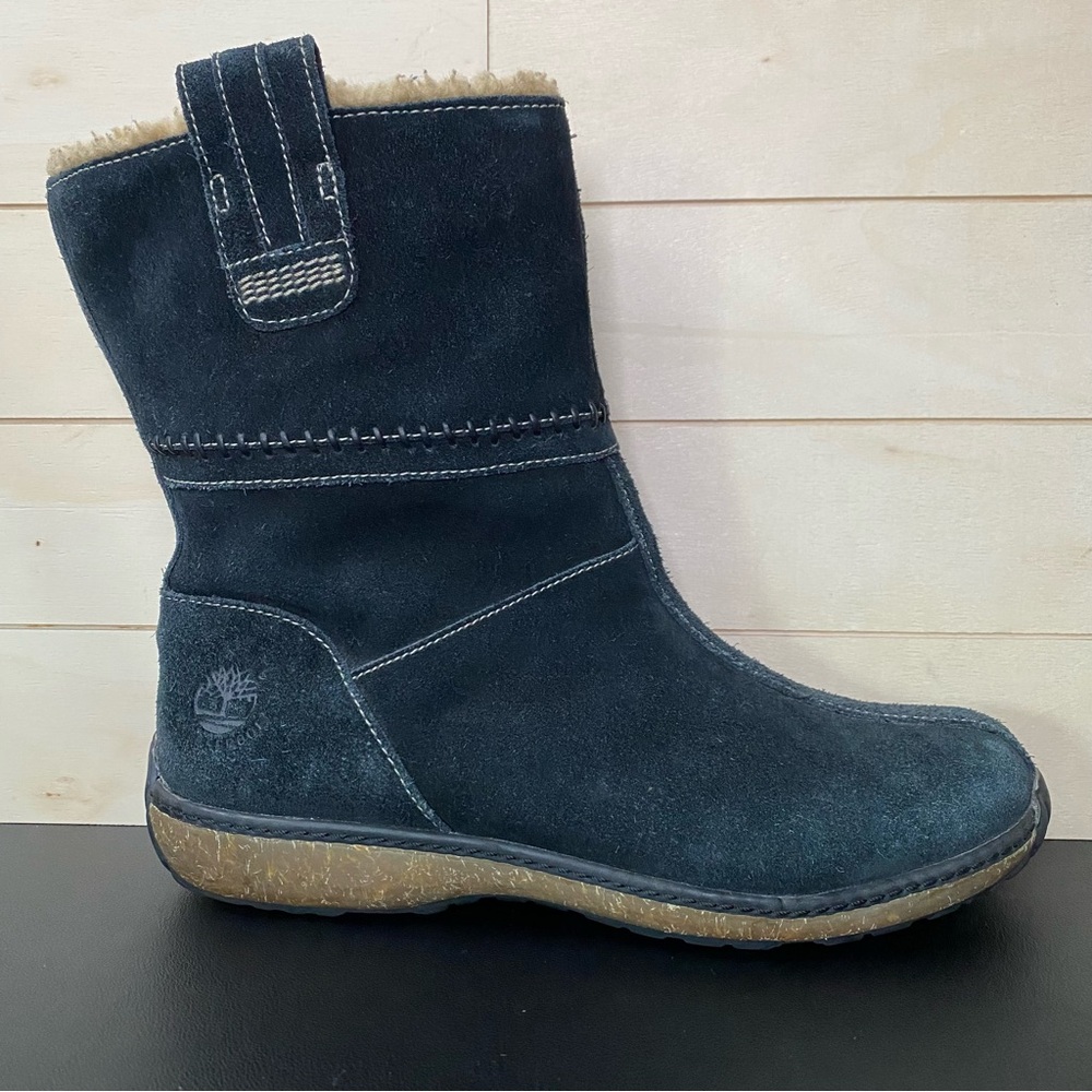 Timberland Granby Shearling Boots Women's Size 8 Shoes M Black Suede Leather
